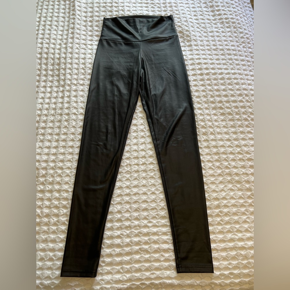 Black High-Waist Faux Leather Leggings